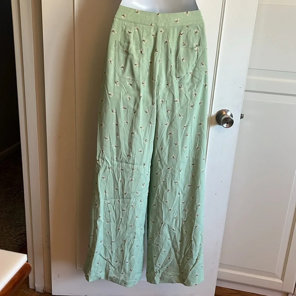 COACH Printed Loom Pants. Green and white size 0/ XS-S NWOT lightweight summer - Picture 8 of 16